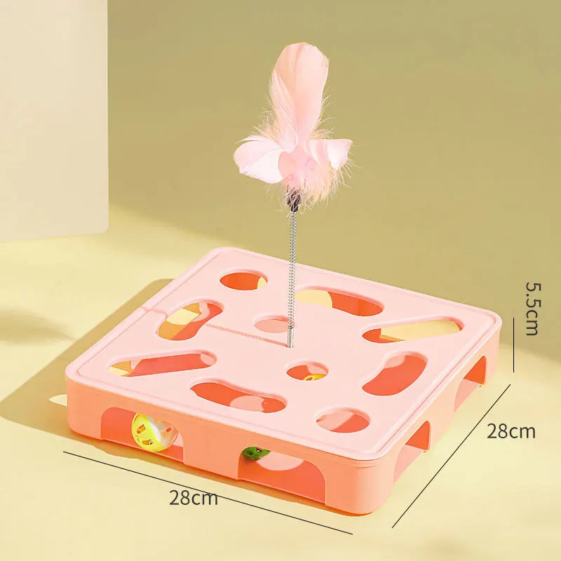 Interactive Cat Toy Puzzle Box Wooden Treat Maze Play