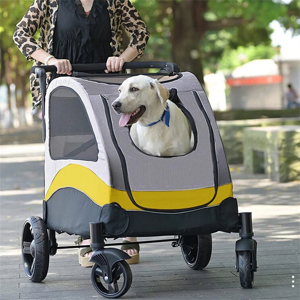 Extra Large Dog Stroller Buggy Portable 4 Wheels Dog Stroller