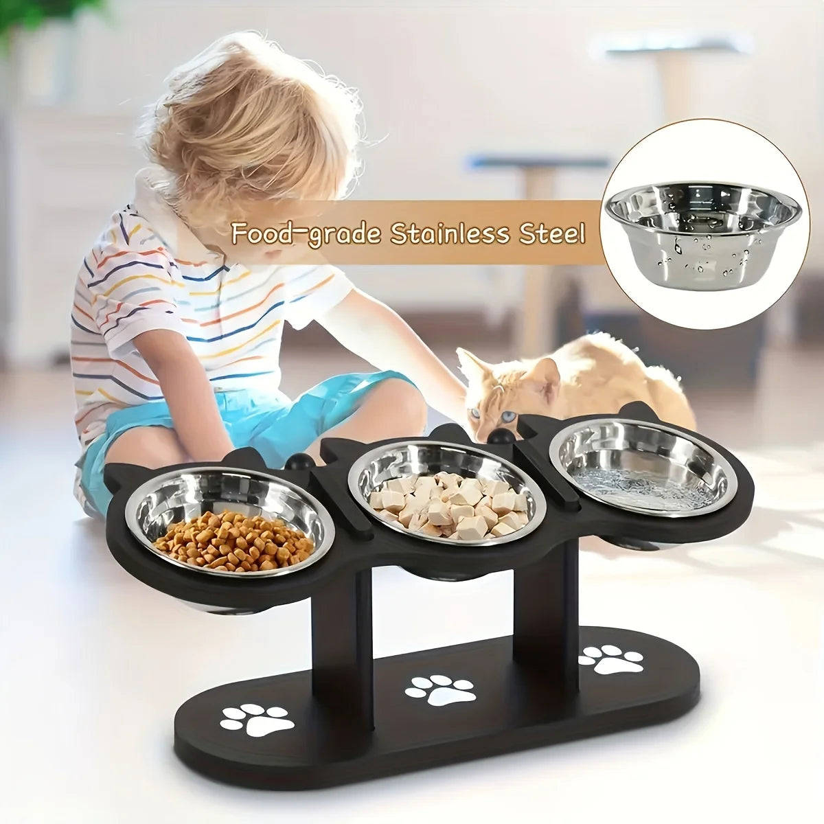 Elevated Cat Bowls 15° Tilted Raised Cat Food Bowls