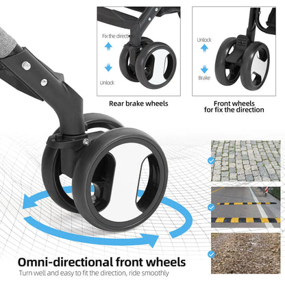 Pet Stroller Large 4 Wheel Dog Carrier Trailer Pram with Mesh