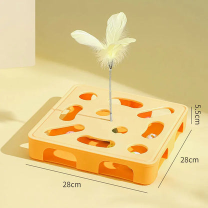 Interactive Cat Toy Puzzle Box Wooden Treat Maze Play