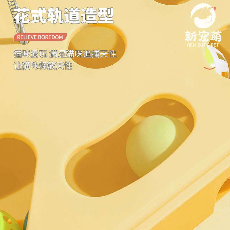 Interactive Cat Toy Puzzle Box Wooden Treat Maze Play