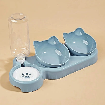 Pet Bowls With Water Feeder Ear Design Tilted Cat Water