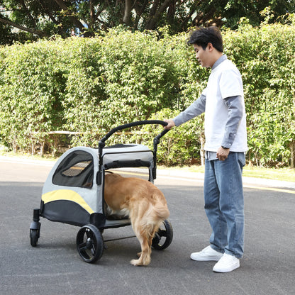 Portable Dog Stroller 4 Wheels for Large Dogs Foldable