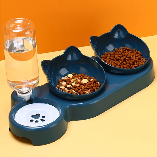 Pet Bowls With Water Feeder Ear Design Tilted Cat Water
