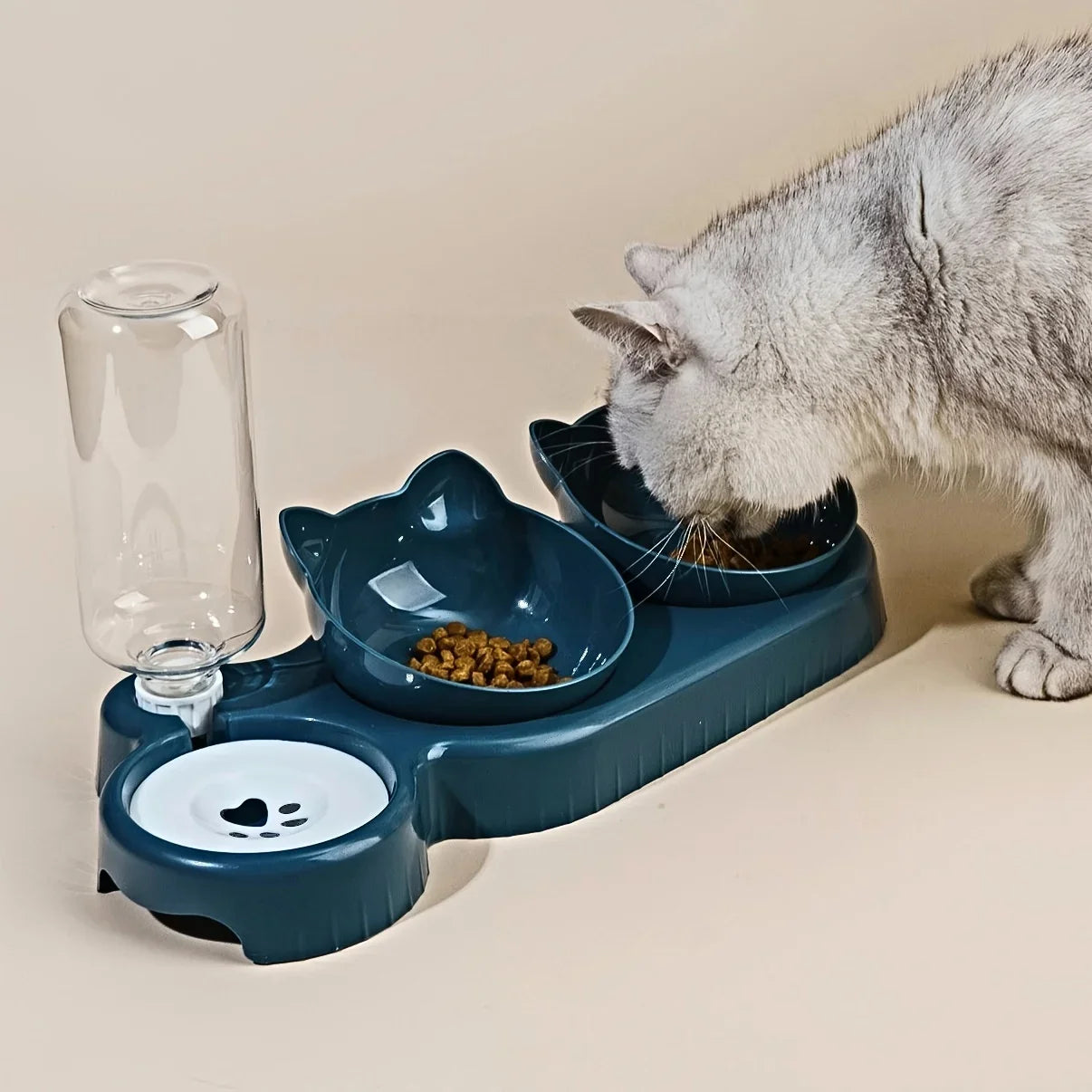 Pet Bowls With Water Feeder Ear Design Tilted Cat Water