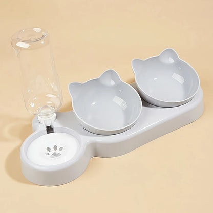 Pet Bowls With Water Feeder Ear Design Tilted Cat Water