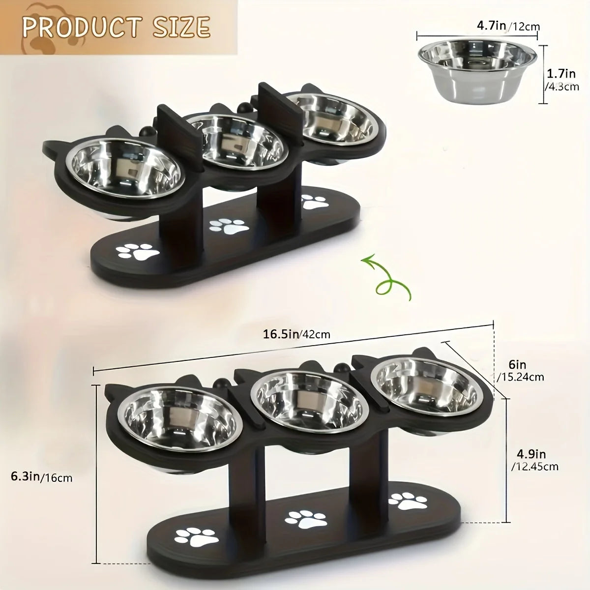 Elevated Cat Bowls 15° Tilted Raised Cat Food Bowls
