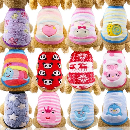 Cartoon Fleece Pet Cat Clothes Winter Warm Pet Dog