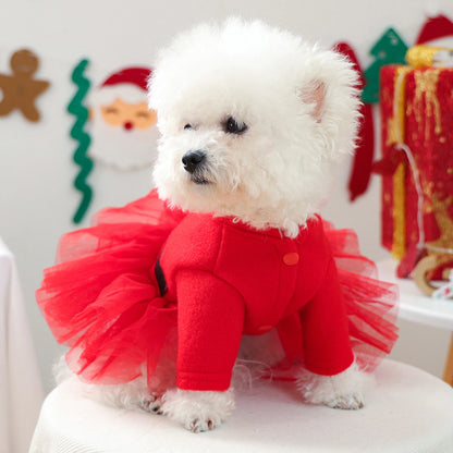 Dog Christmas Dress Snap Button Santa Claus Puppy Dress