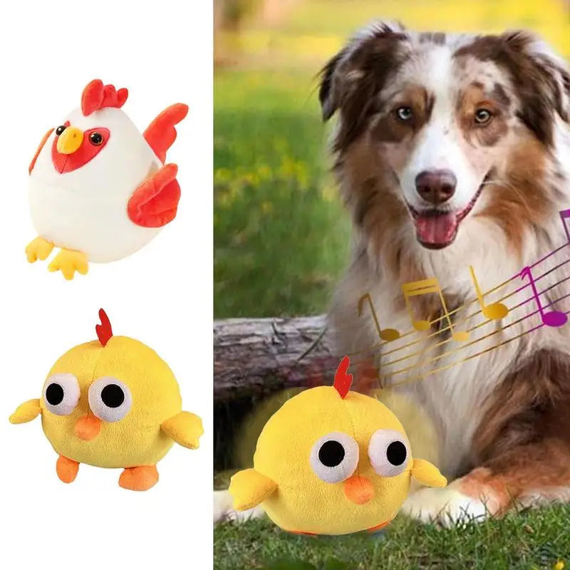 Bounce Ball Cartoon Chicken Plush Toys with Sound