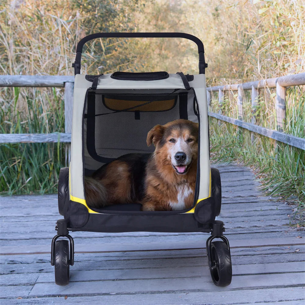 Extra Large Dog Stroller Buggy Portable 4 Wheels Dog Stroller