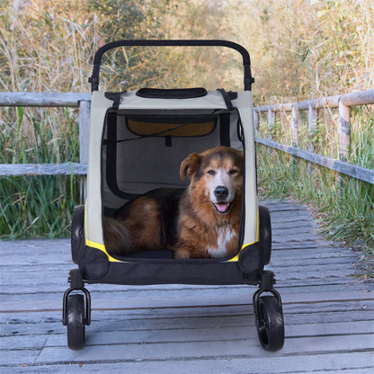 Extra Large Dog Stroller Buggy Portable 4 Wheels Dog Stroller