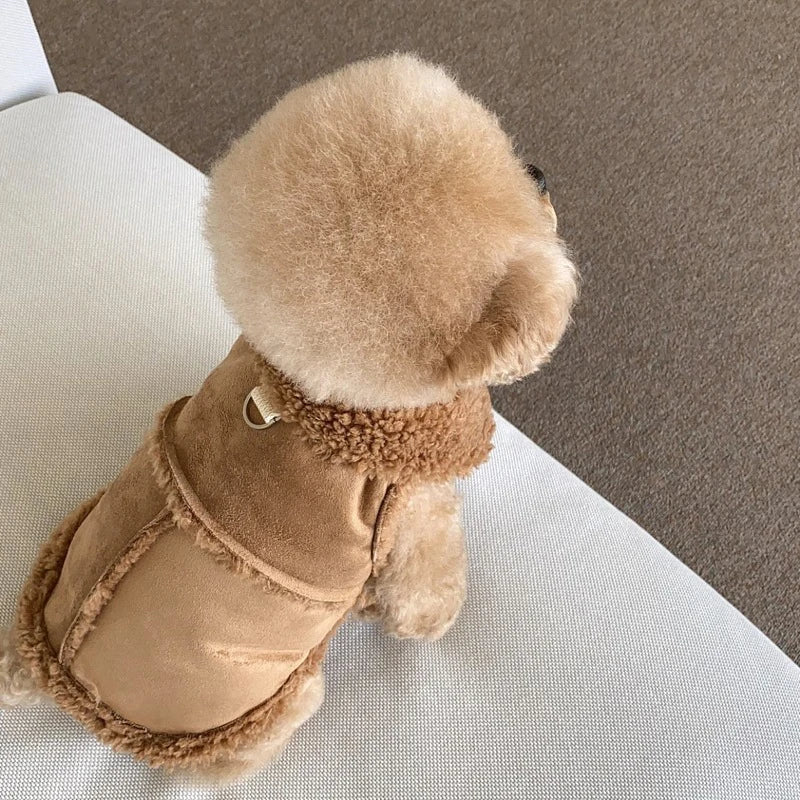 Classic Solid Color Dog Vest Autumn Winter Wool Warm