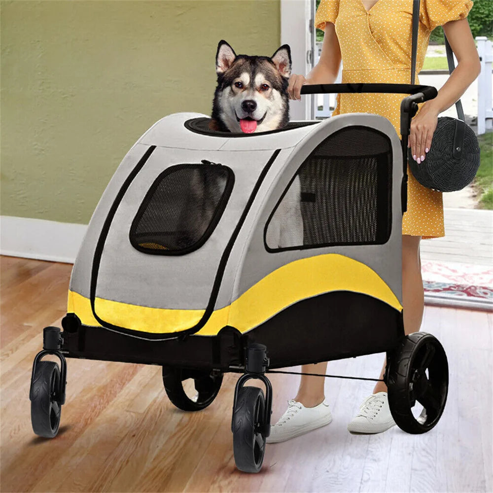 Extra Large Dog Stroller Buggy Portable 4 Wheels Dog Stroller
