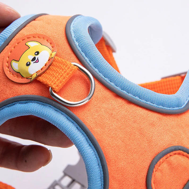 Pet Dog Harness and Leash Set Adjustable Flannel Chest