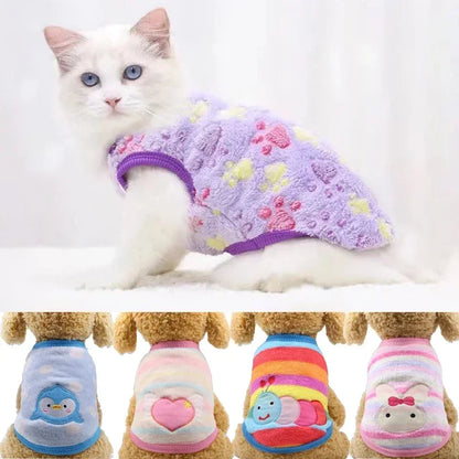 Cartoon Fleece Pet Cat Clothes Winter Warm Pet Dog