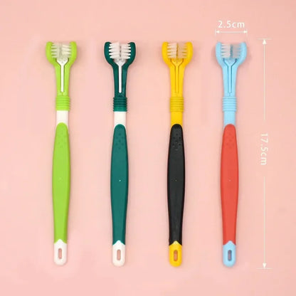 3-Sided Pet Toothbrush Dog Plastic Toothbrush Removing