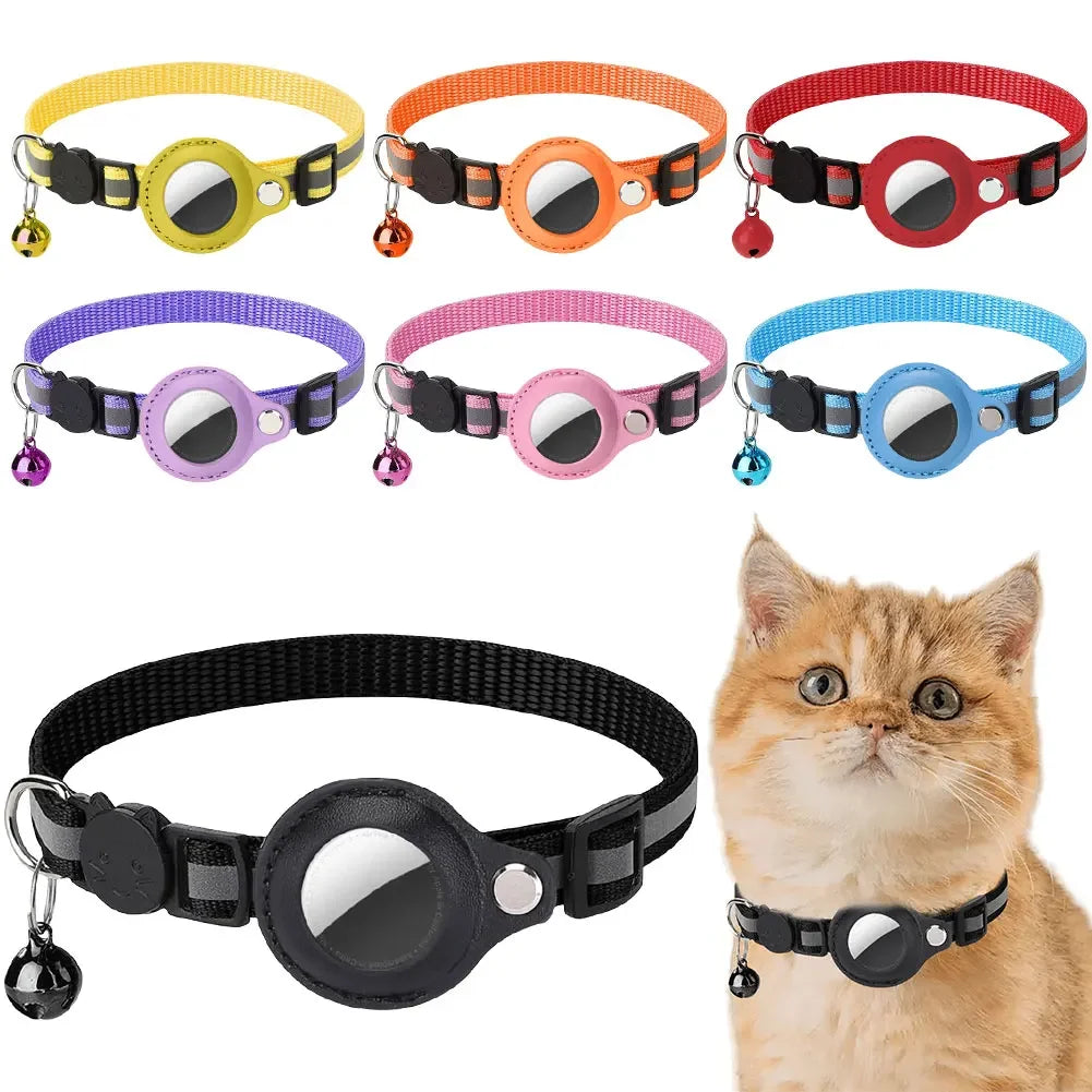 Reflective Cat Collar with Apple AirTag Holder Adjustable