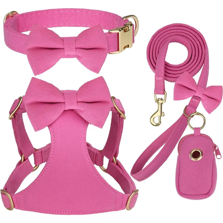 Cute Extra Small Dog Harness Set with Three Detachable