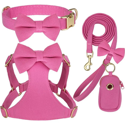 Cute Extra Small Dog Harness Set with Three Detachable