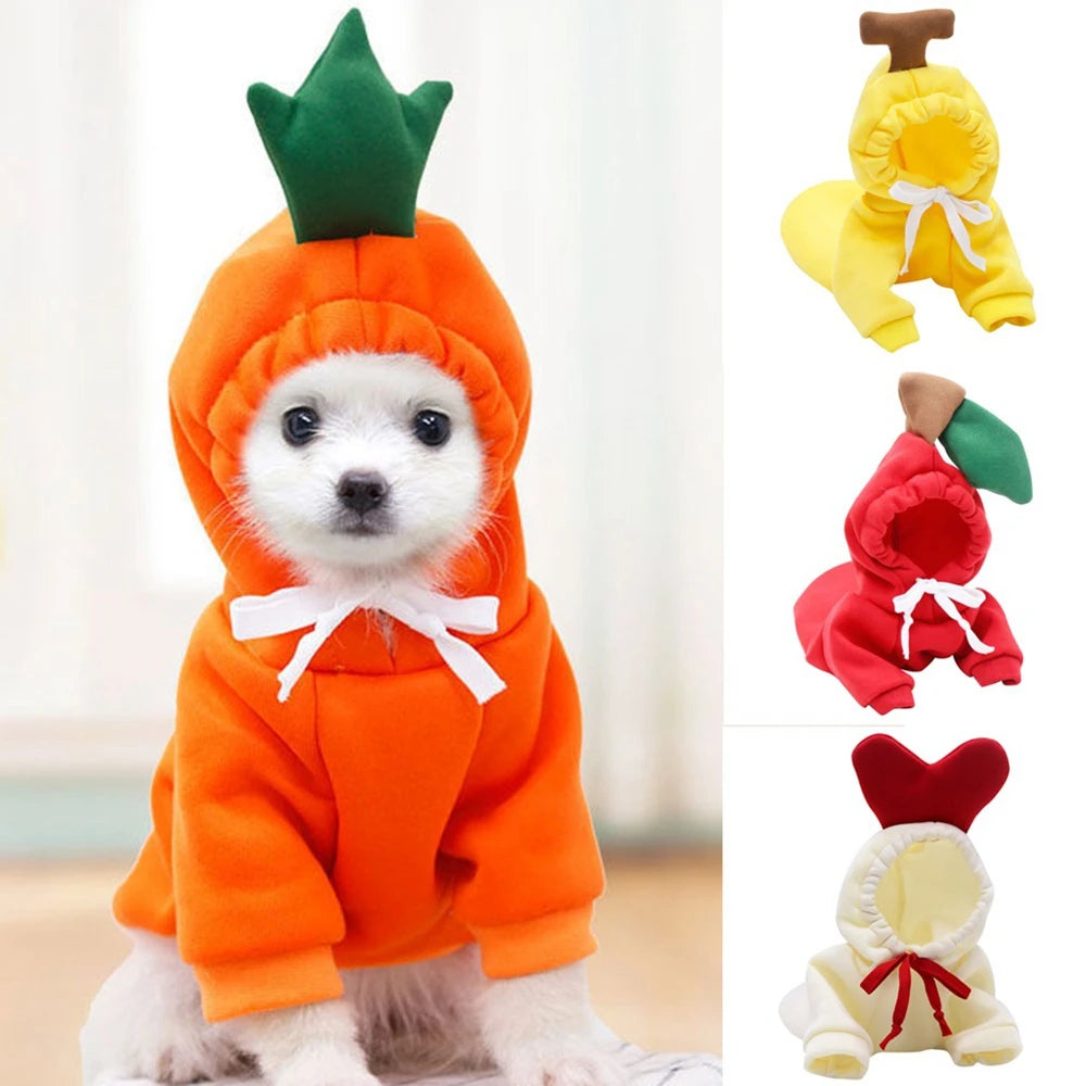 Cute Fruit Dog Clothes for Small Dogs Hoodies Warm