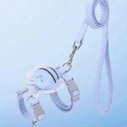 Cat Harness Leash Collar Set Adjustable Cartoon