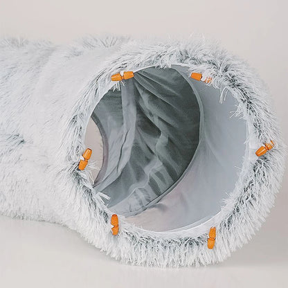 Soft Winter Cat Bed and Tunnel Playful Foldable Cat Cave