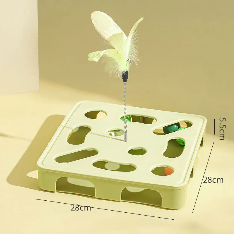 Interactive Cat Toy Puzzle Box Wooden Treat Maze Play