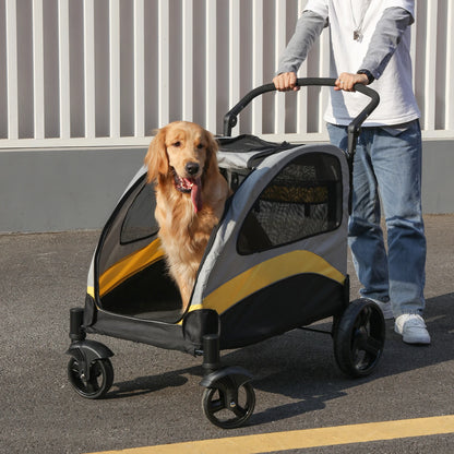 Portable Dog Stroller 4 Wheels for Large Dogs Foldable