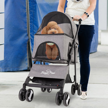 Pet Stroller Large 4 Wheel Dog Carrier Trailer Pram with Mesh