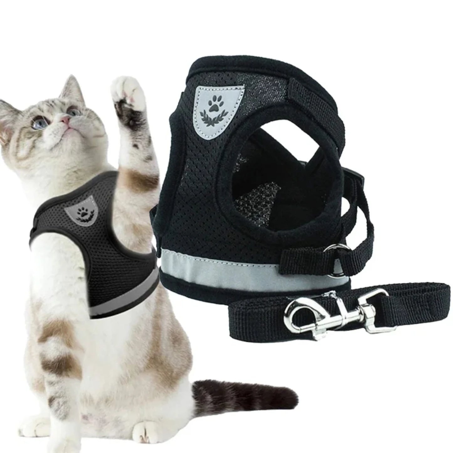 Mesh Cat Harness and Leash Set Escape Proof Adjustable