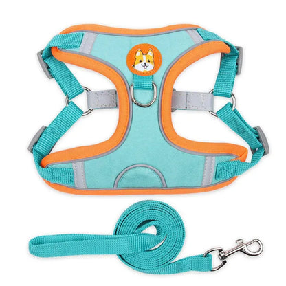 Pet Dog Harness and Leash Set Adjustable Flannel Chest