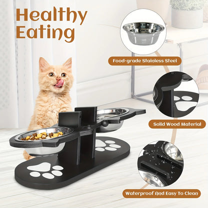 Elevated Cat Bowls 15° Tilted Raised Cat Food Bowls