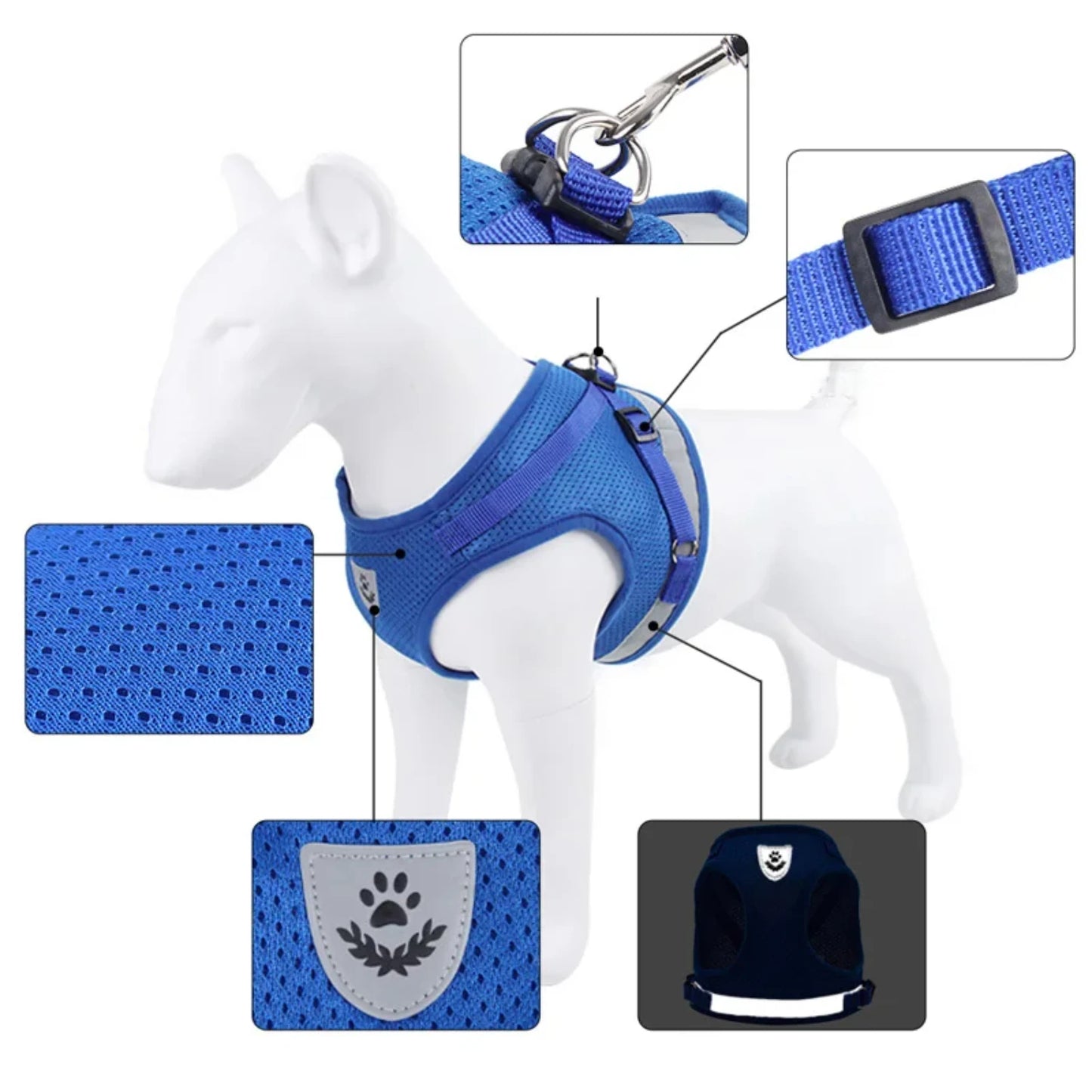 Mesh Cat Harness and Leash Set Escape Proof Adjustable