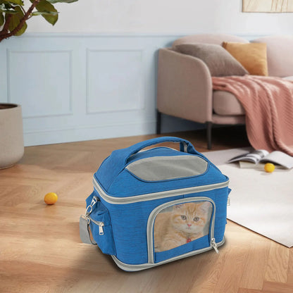 Blue Collapsible Pet Carrier | Oxford Waterproof Travel Bag