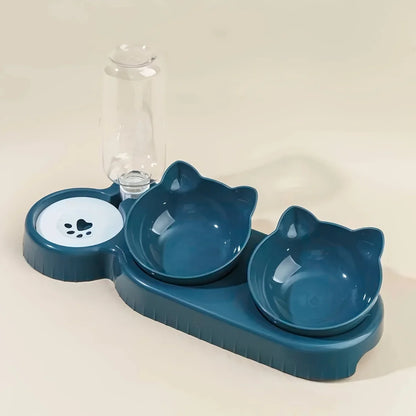 Pet Bowls With Water Feeder Ear Design Tilted Cat Water