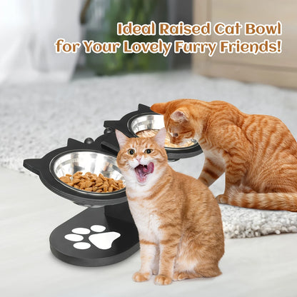Elevated Cat Bowls 15° Tilted Raised Cat Food Bowls