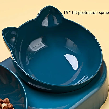 Pet Bowls With Water Feeder Ear Design Tilted Cat Water