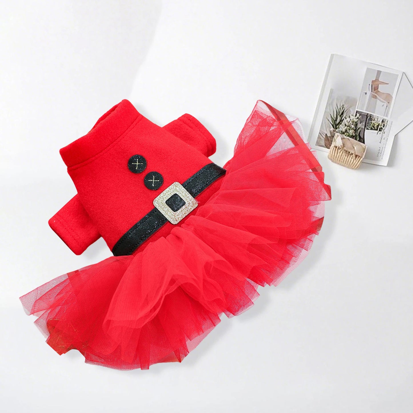 Dog Christmas Dress Snap Button Santa Claus Puppy Dress