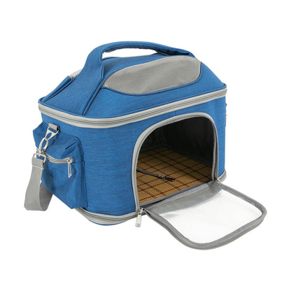 Blue Collapsible Pet Carrier | Oxford Waterproof Travel Bag