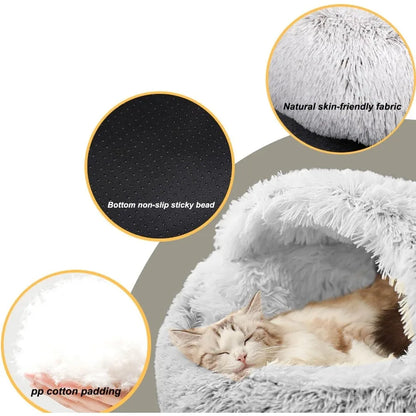 Hooded Cat Bed for Indoor Cats and Small Dogs Large