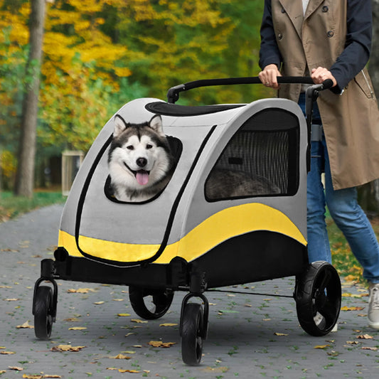 Extra Large Dog Stroller Buggy Portable 4 Wheels Dog Stroller