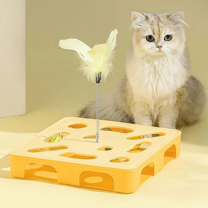Interactive Cat Toy Puzzle Box Wooden Treat Maze Play