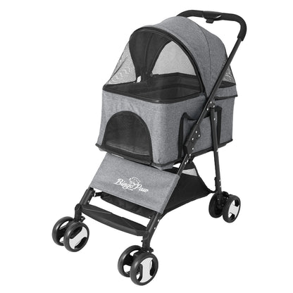 Pet Stroller Large 4 Wheel Dog Carrier Trailer Pram with Mesh