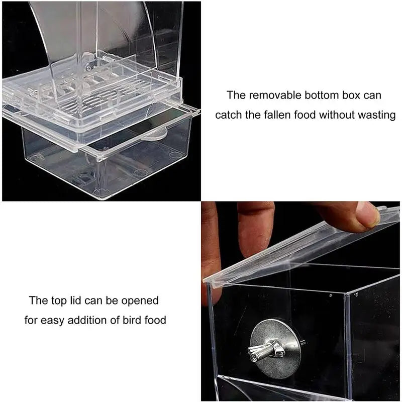 Acrylic Bird Feeders Anti Spill Automatic Parrot Feeder