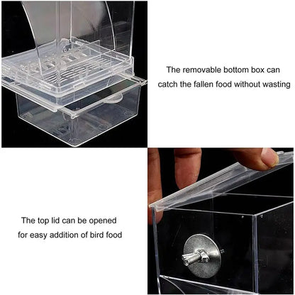 Acrylic Bird Feeders Anti Spill Automatic Parrot Feeder