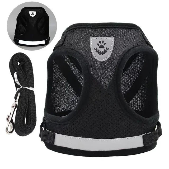 Mesh Cat Harness and Leash Set Escape Proof Adjustable